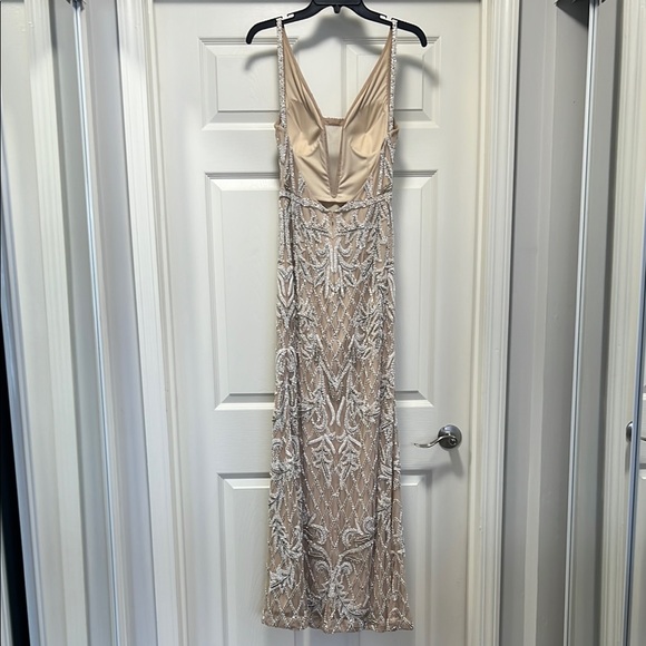 Anna C. Beige Embellished Beaded, Low Back Maxi Evening Dress, Gown, Worn once - Picture 6 of 11